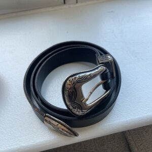 Aritzia Black Belt with Silver Buckle